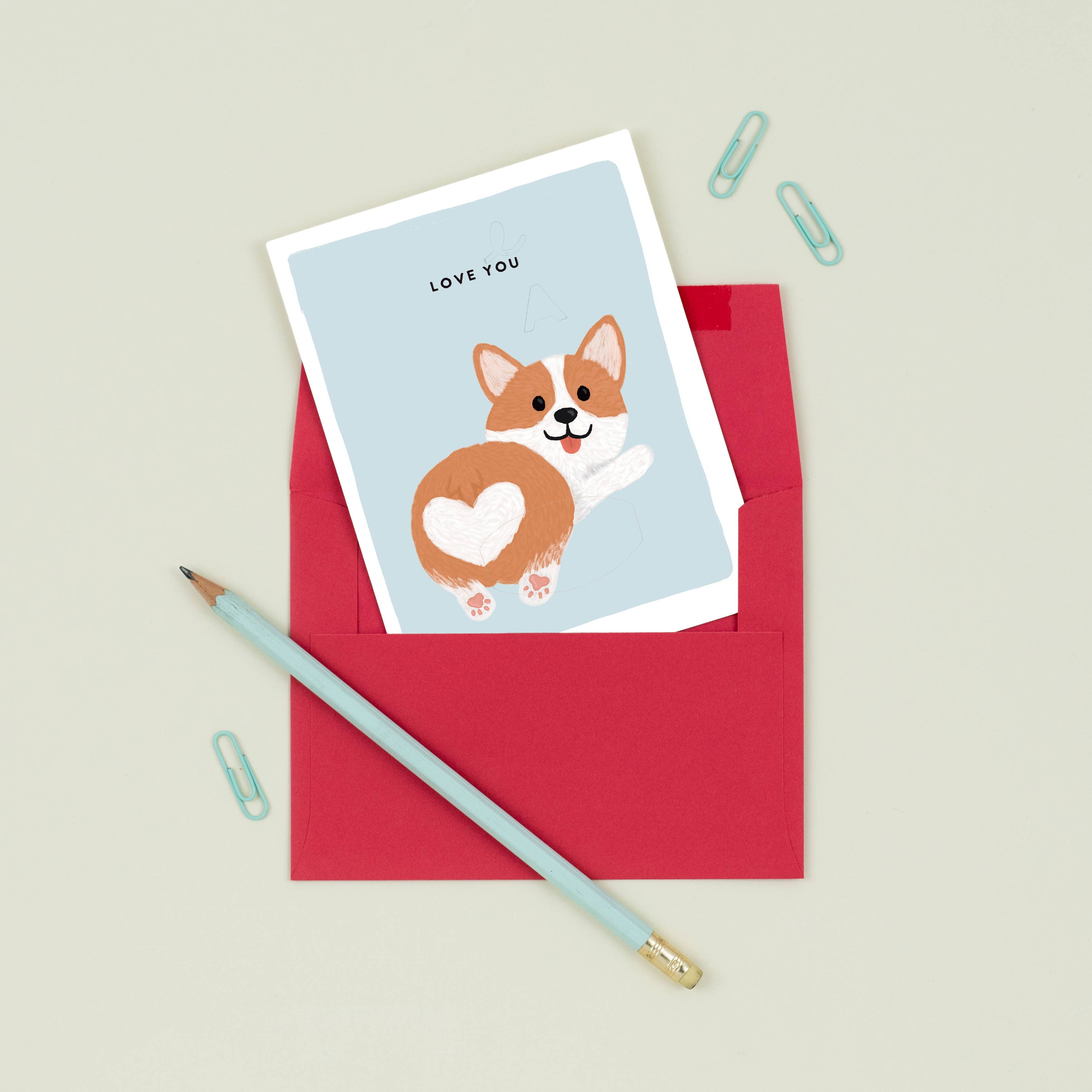 Love You Corgi Butt Card