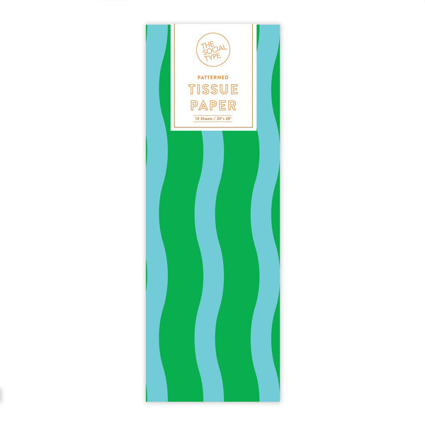 Green+Aqua Fussy Stripe Tissue Paper