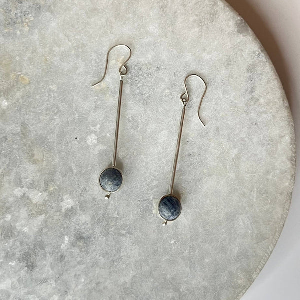 Sterling Silver Drop Earrings with Stone