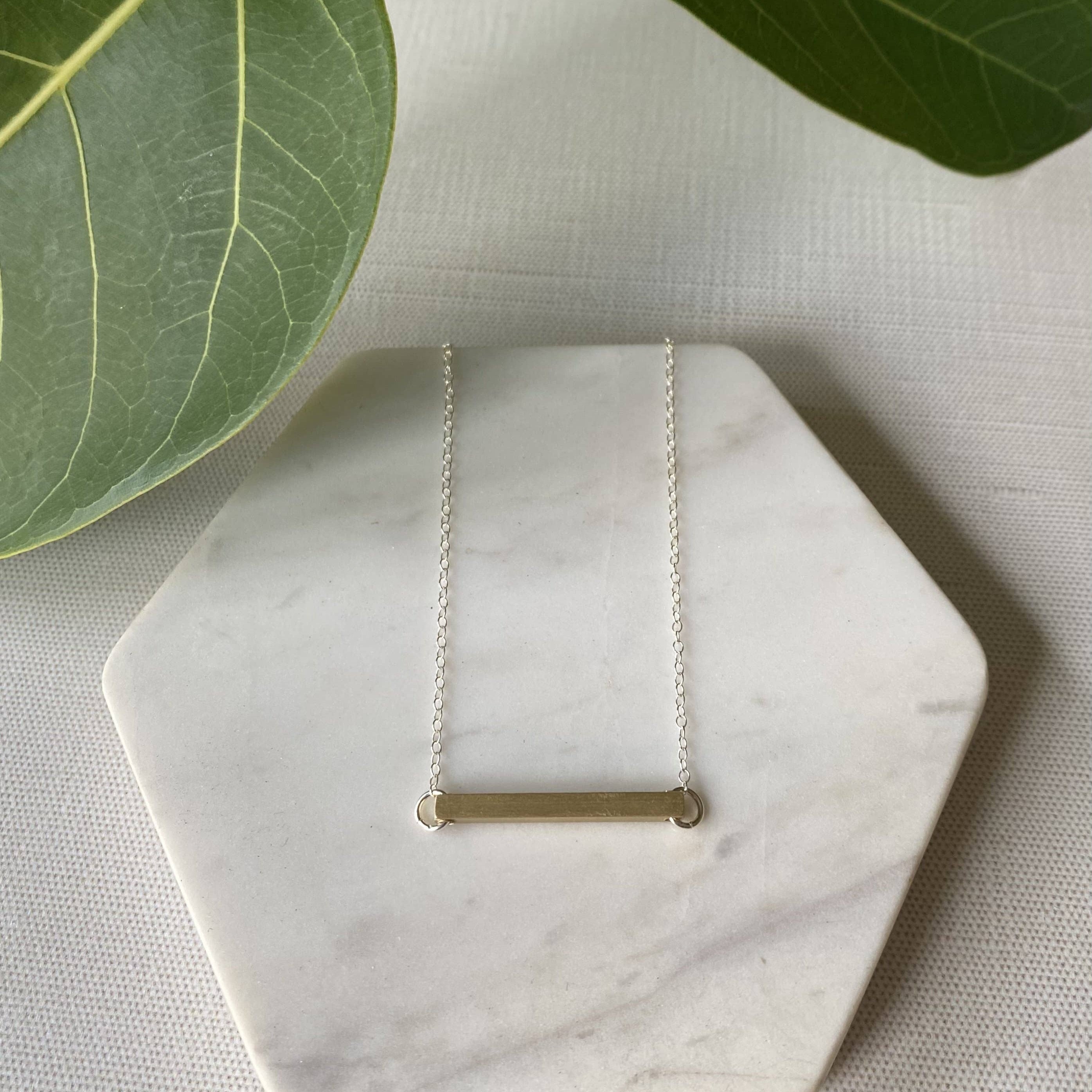 Simple Brass Bar Necklace