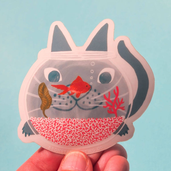 Fishbowl Cat Sticker