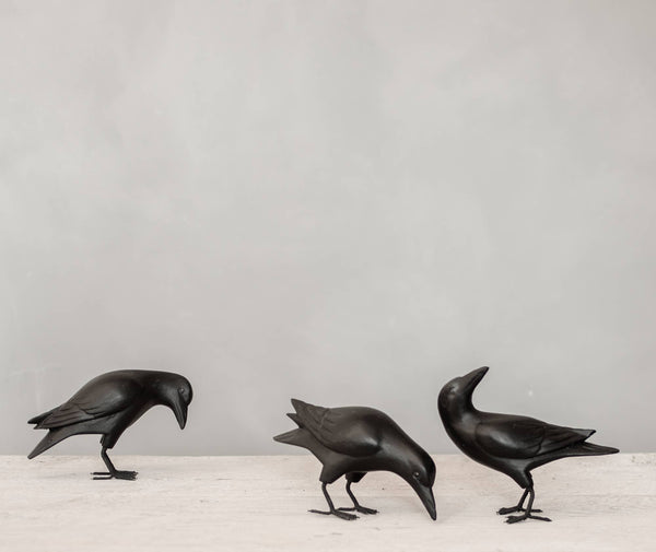 Hand Carved Mini Crow Sculpture