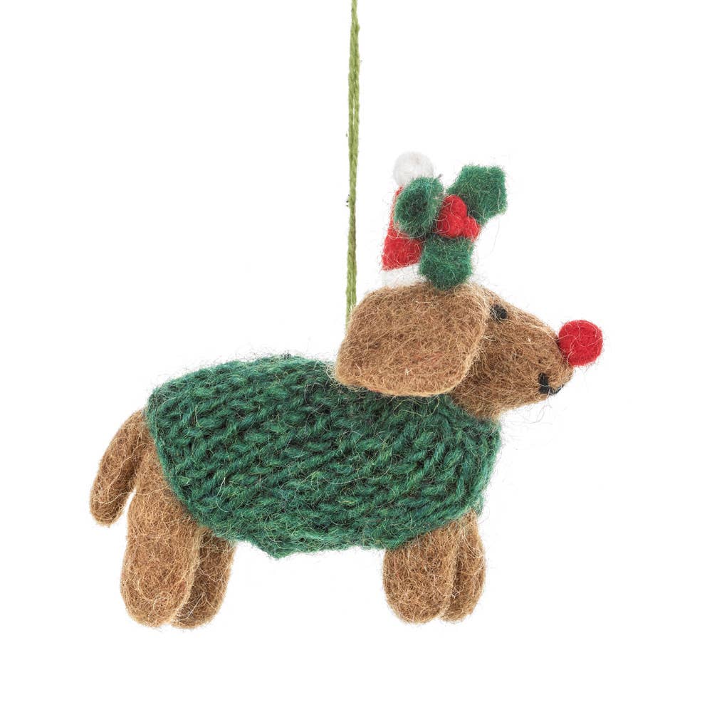 Rudolph Dog Felt Ornament