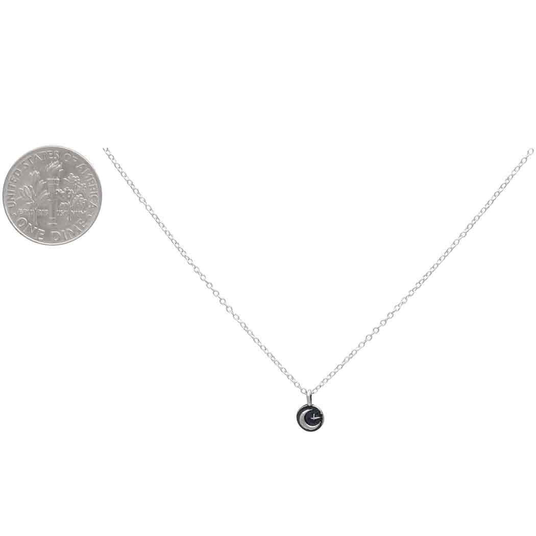 Star and Moon Sterling Silver 18 Inch Necklace