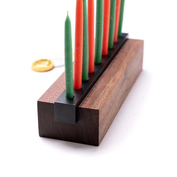 Modern Wood & Steel Menorah