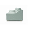 Side view of grey sofa on white background