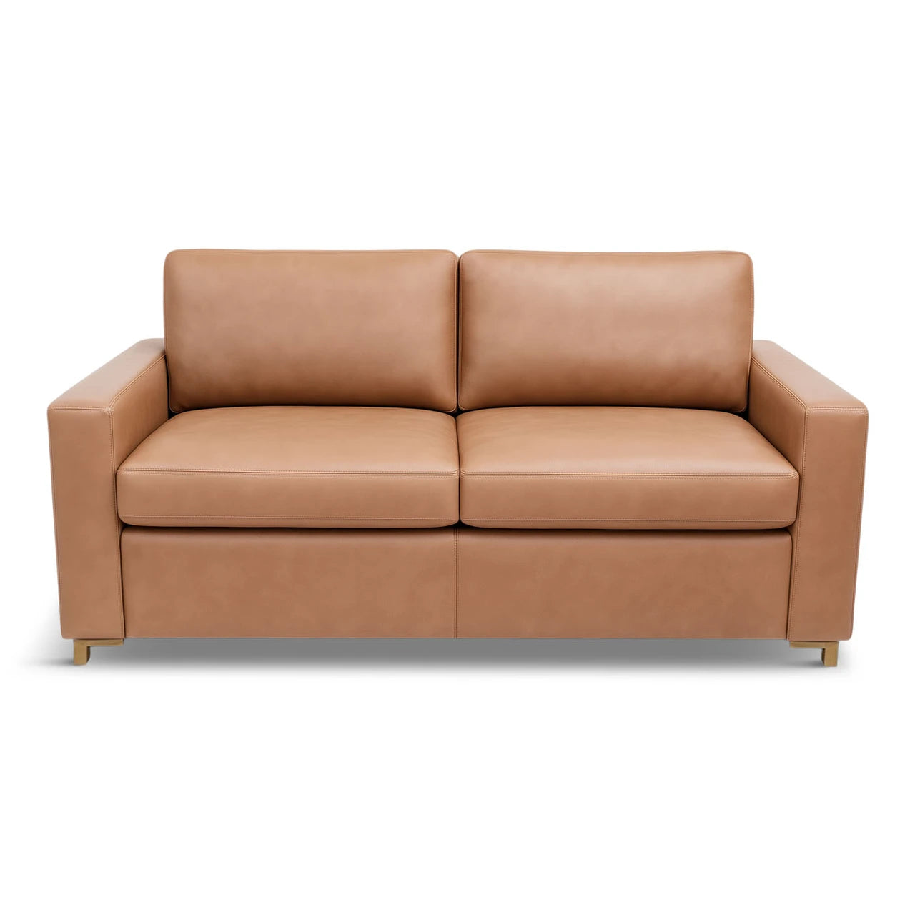 Brown leather sofa on white background