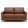 Brown Leather Sulley Sleeper Sofa on white background.