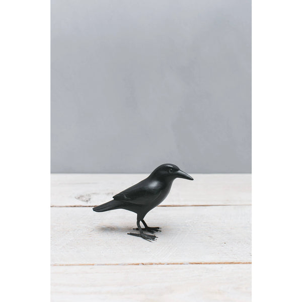 Hand Carved Mini Crow Sculpture Set of 3