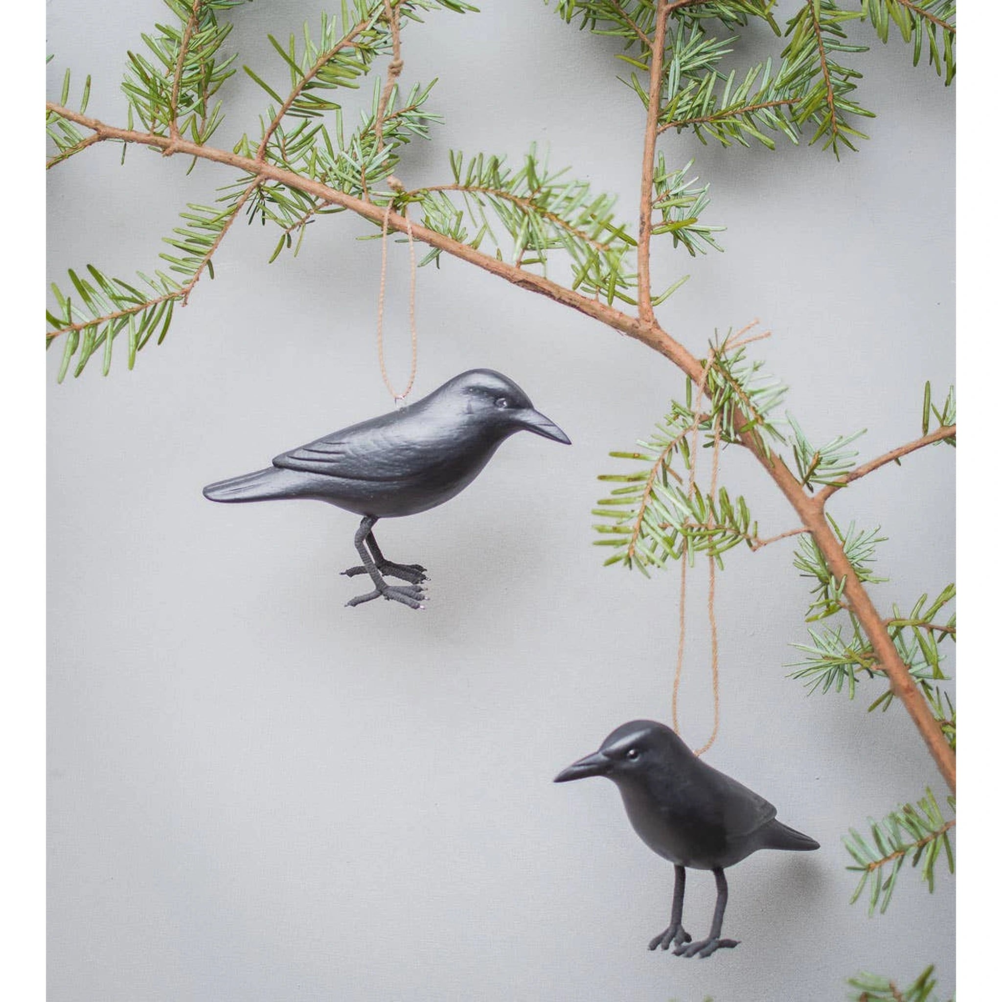 Hand Carved Mini Crow Sculpture Set of 3
