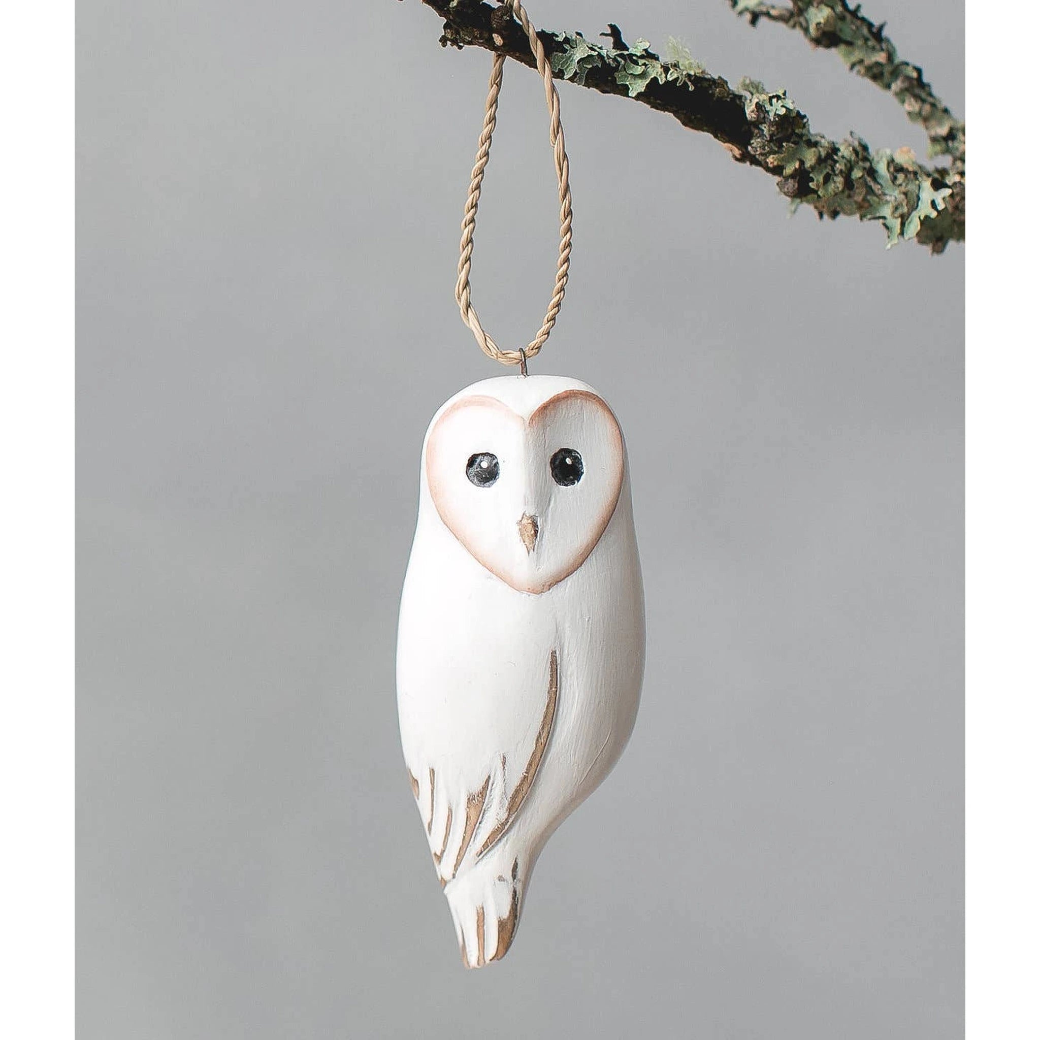 Hand Carved Barn Owl Ornament