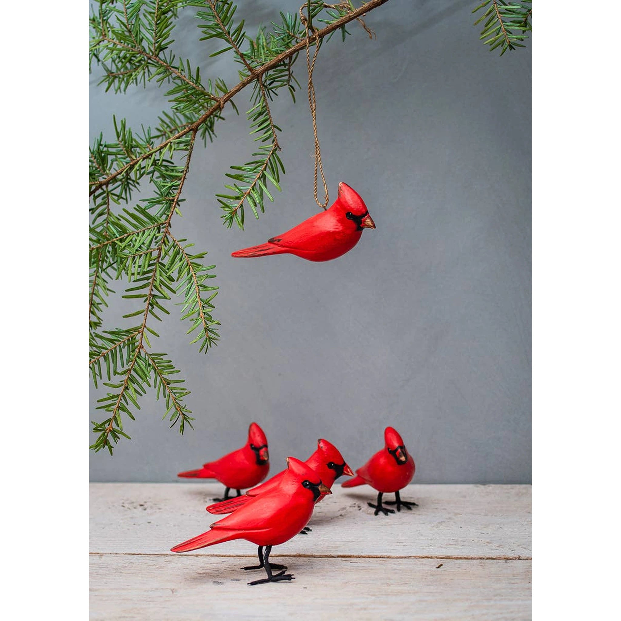 Hand Carved Mini Red Cardinal Sculpture