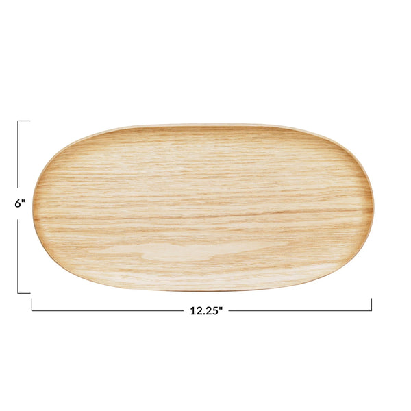 Small Oval Natural Oak Tray