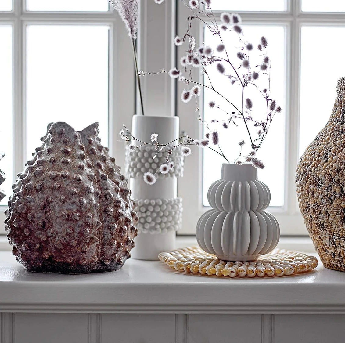 Stoneware Pleated Vases