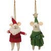 Wool Felt Mouse in Santa/Tree Outfit Ornament