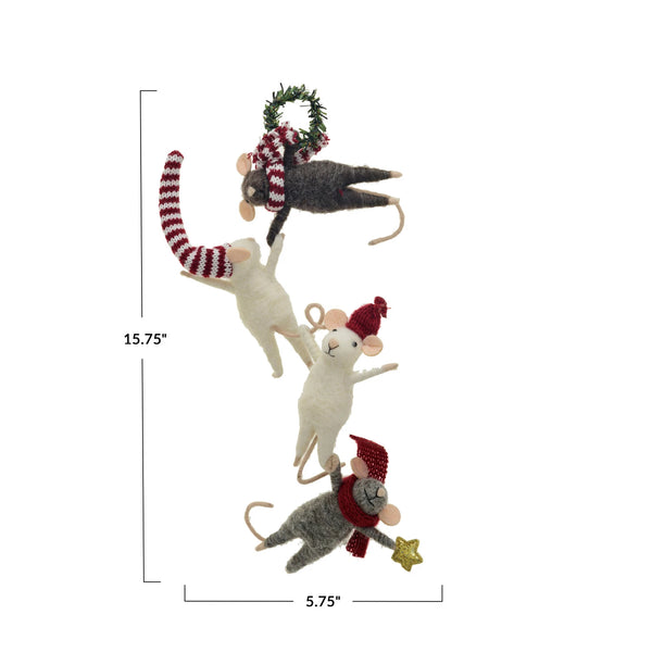 Mice in Scarfs & Hats Ornament