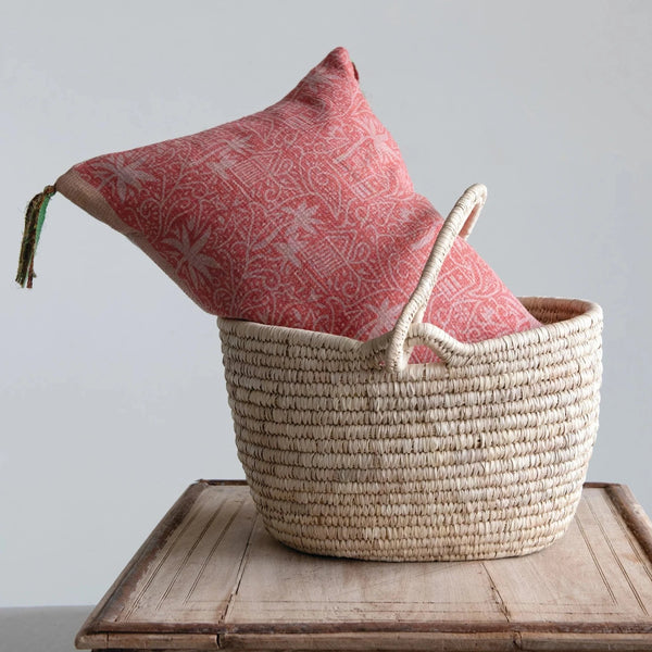 Hand-Woven Basket With Handle