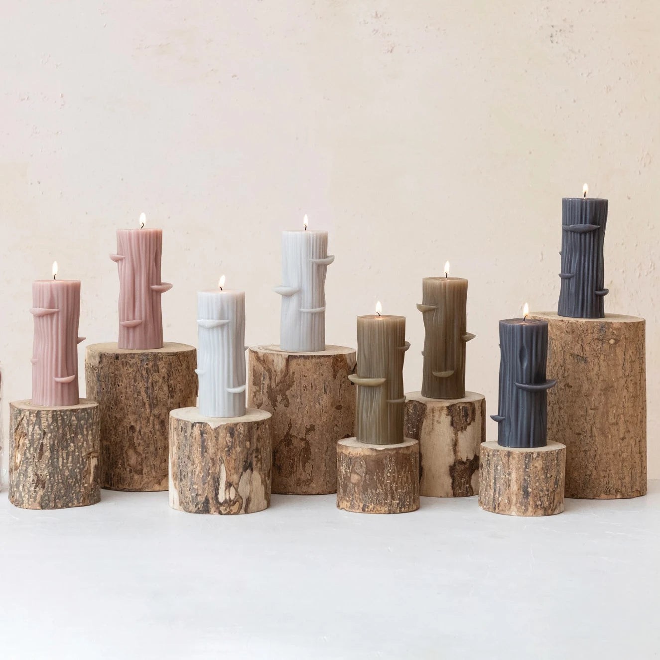 Log Shaped Candle with Mushrooms