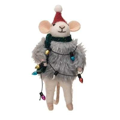 Mouse in Faux Fur Sweater Ornament