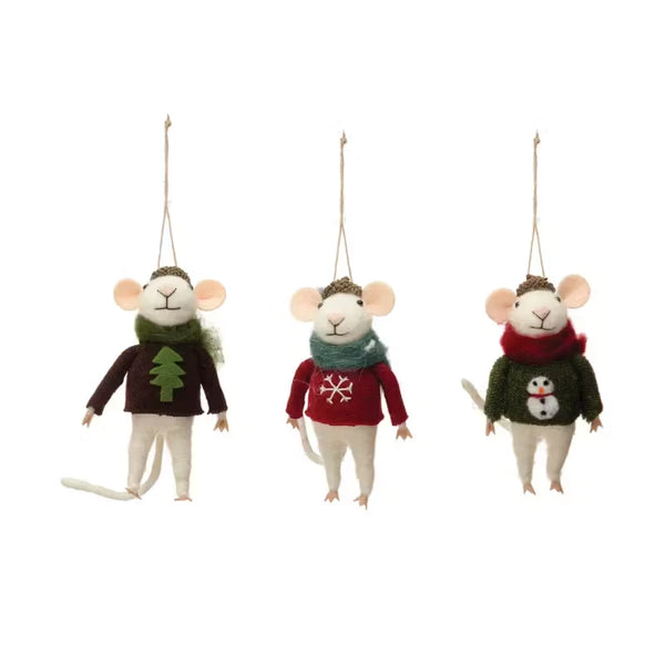 Mouse in Holiday Sweater Ornament