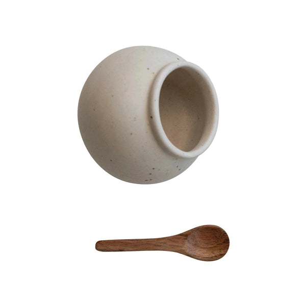 Speckled Salt Cellar with Mango Wood Spoon