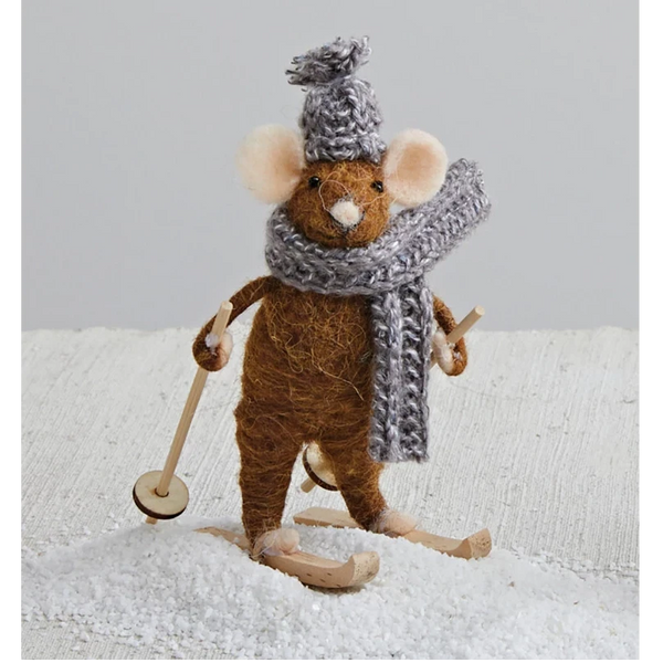 Mouse Skiing Ornament