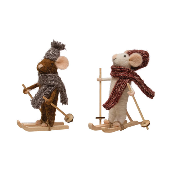 Mouse Skiing Ornament