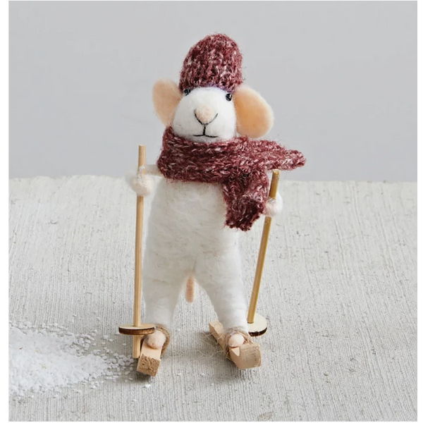 Mouse Skiing Ornament