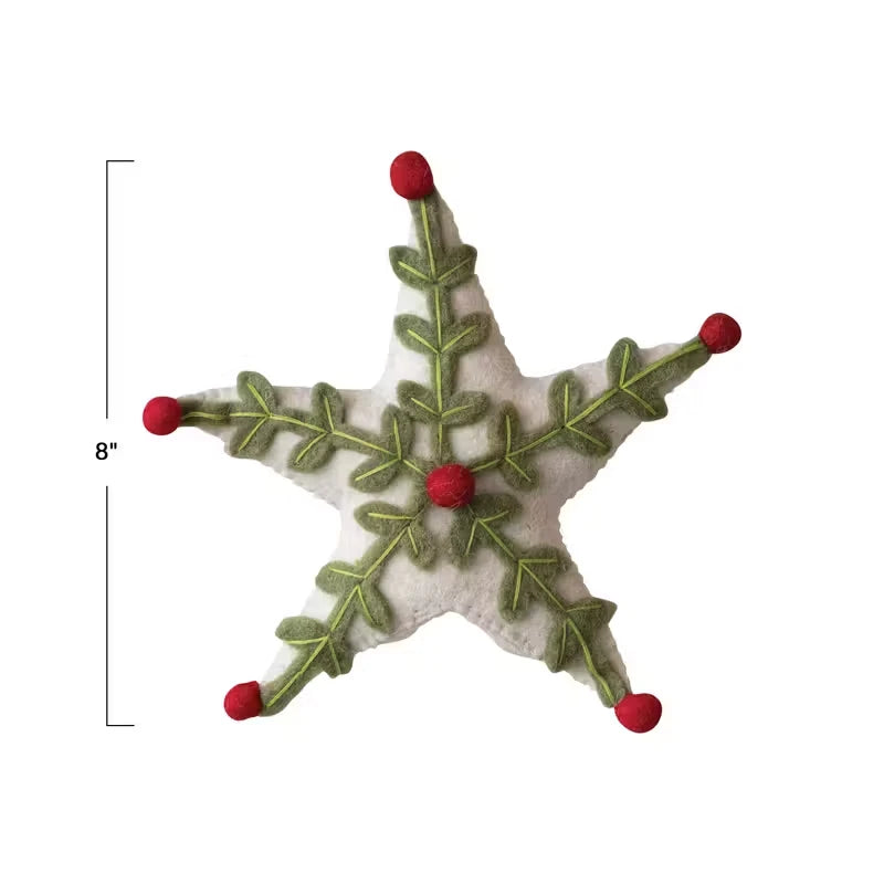 Star with Holly Leaves/Berries Tree Topper