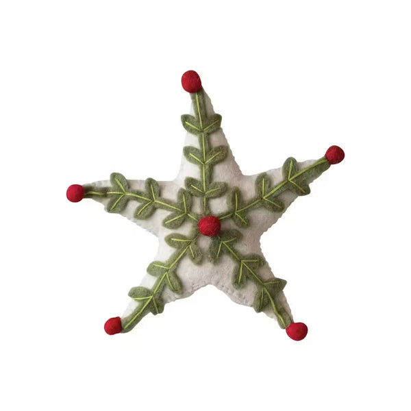 Star with Holly Leaves/Berries Tree Topper