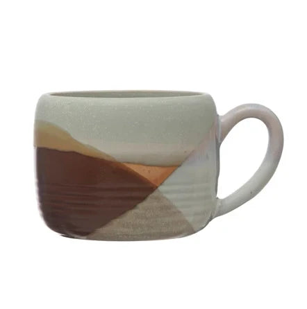 Stoneware Mugs with Geometric Design