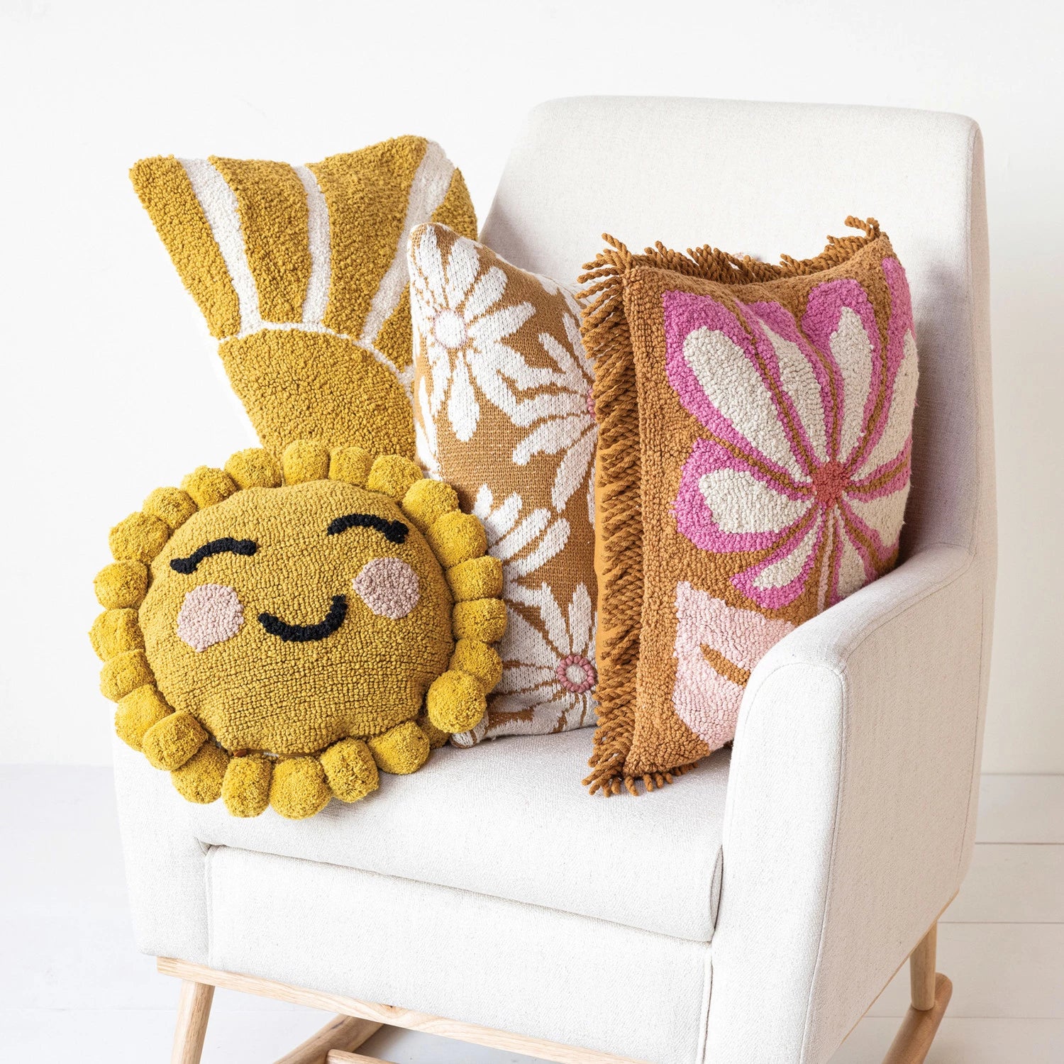 Sun Face Punch Hook Pillow