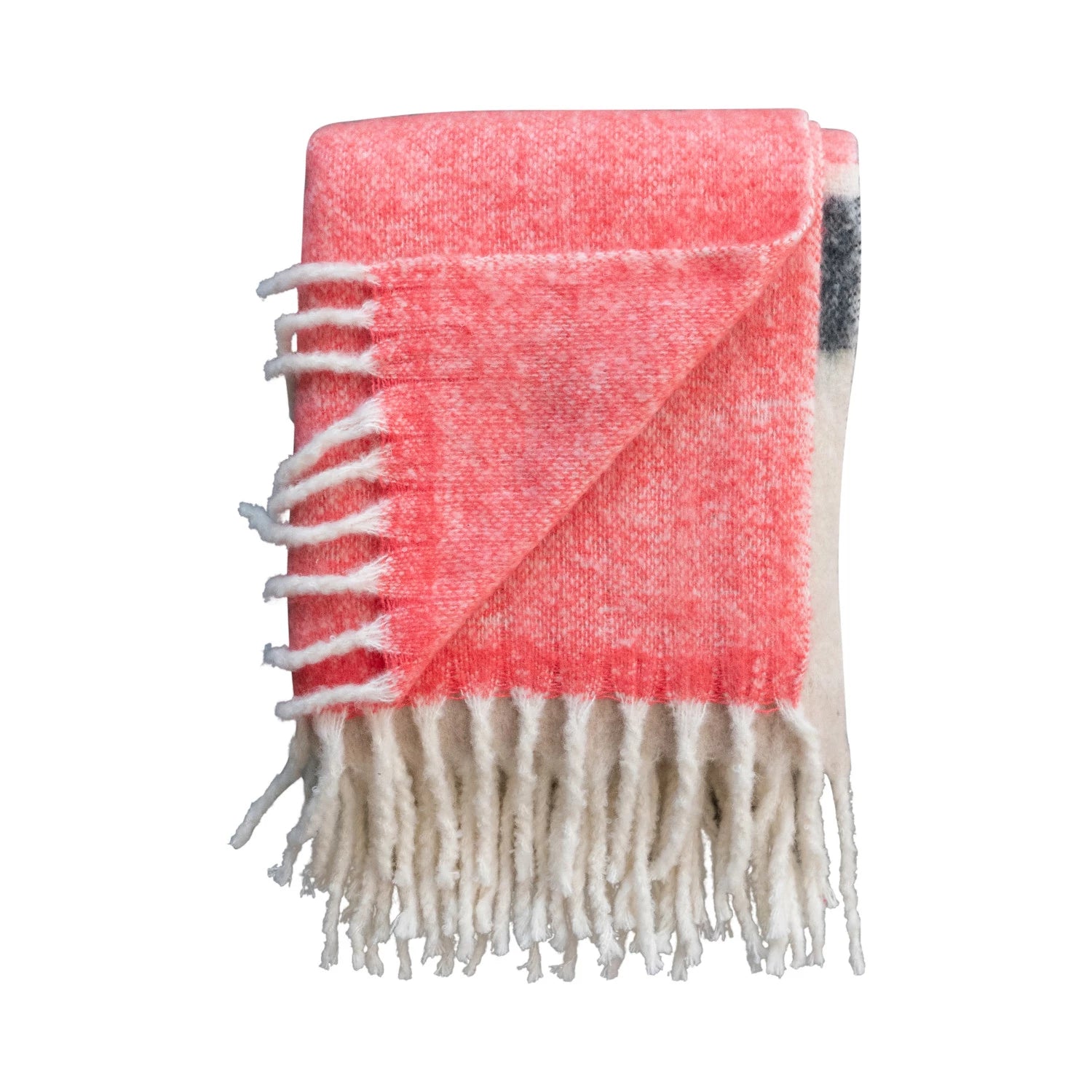 Multi-Colored Striped Throw with Fringe