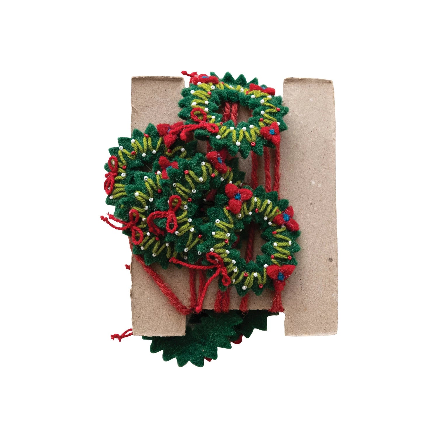 Holiday Wreaths Wool Felt Garland