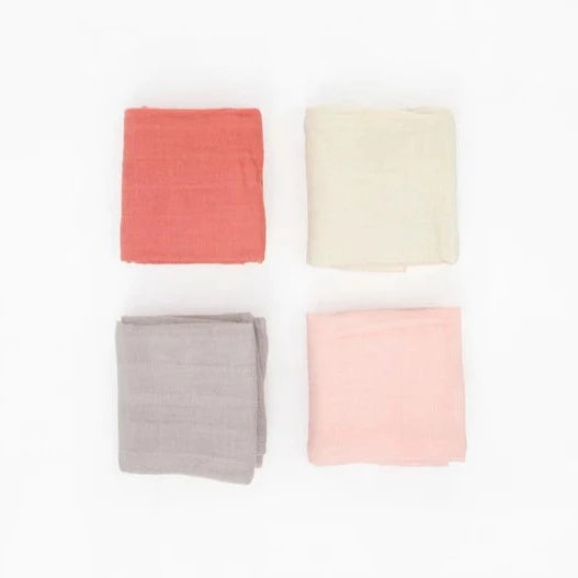 Cotton Muslin Squares 4 Pack: Rose Petal