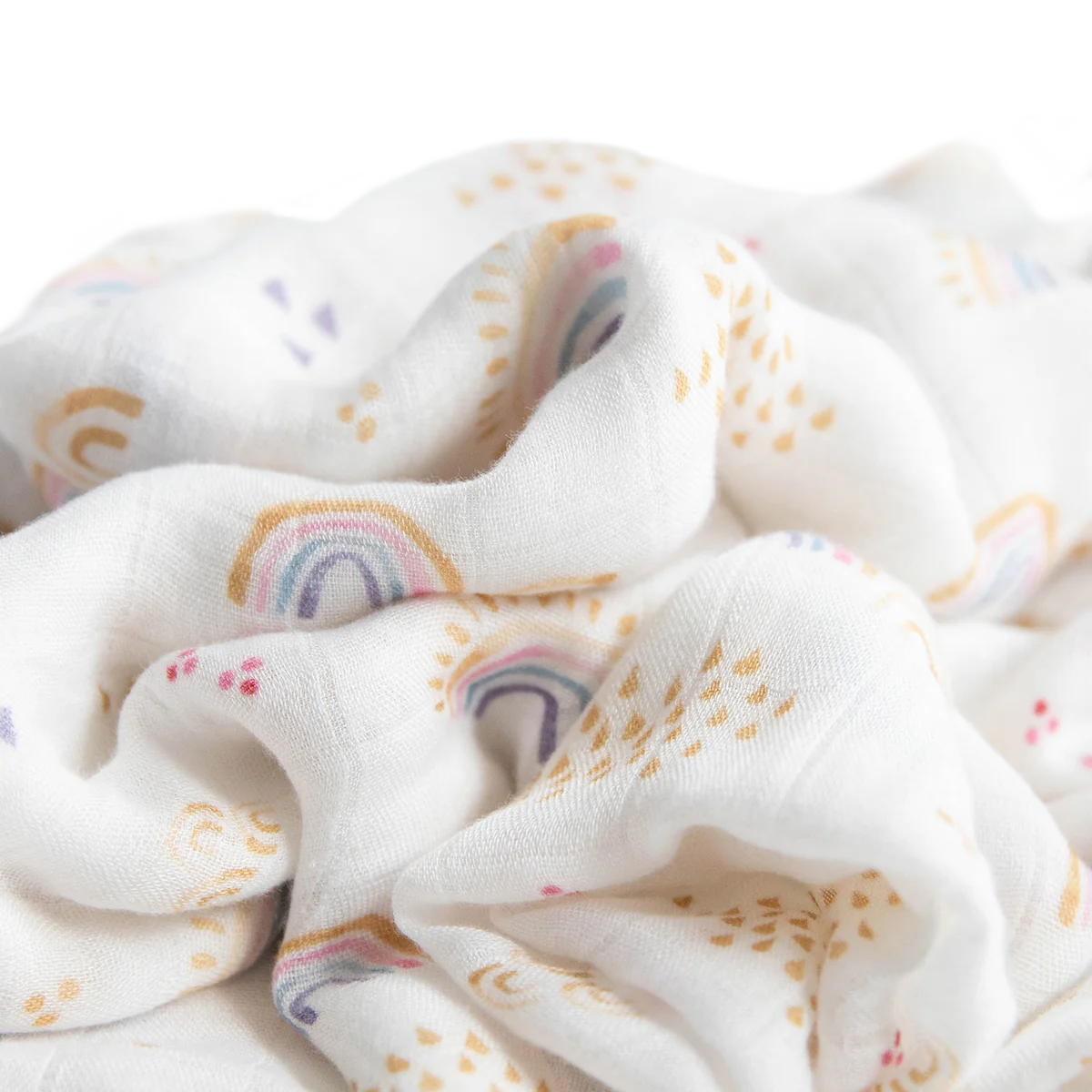 Deluxe Bamboo Muslin Swaddle: Rainbows & Raindrops