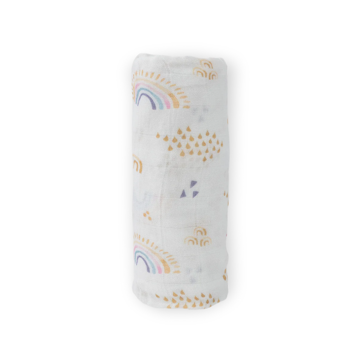 Deluxe Bamboo Muslin Swaddle: Rainbows & Raindrops