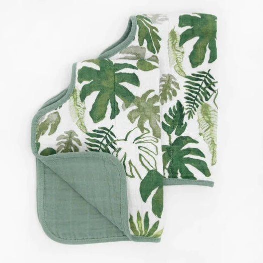 Cotton Muslin Burp Cloth 2 Pack: Tropical Leaf