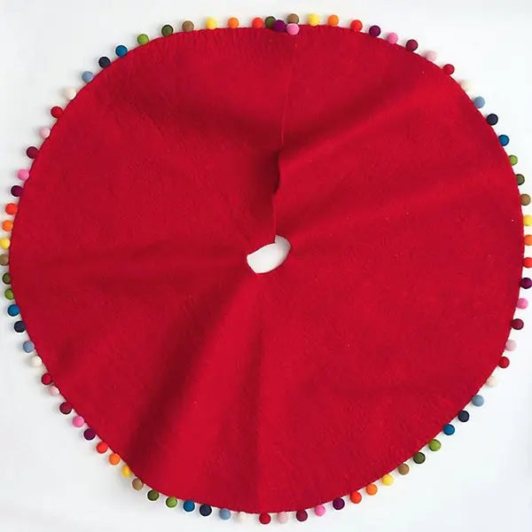 Red Felt Pom Tree Skirt