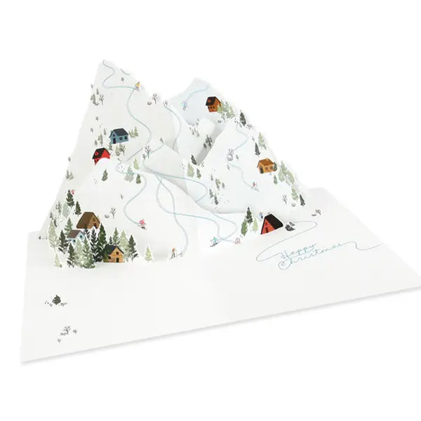 Alpine Ski Slope Christmas Pop-Up Card