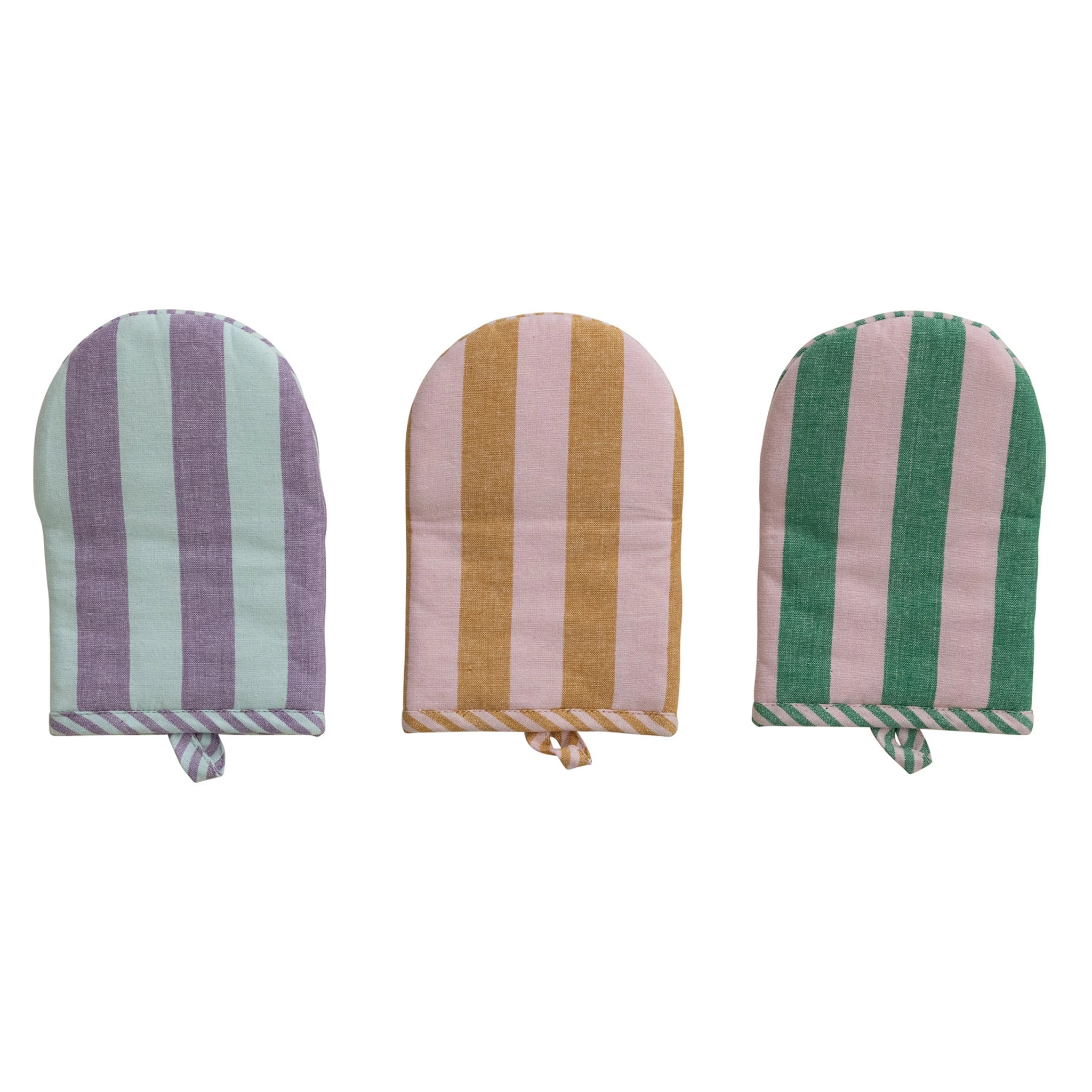 Woven Striped Oven Mitt