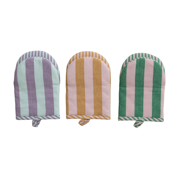 Woven Striped Oven Mitt