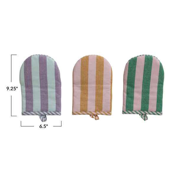 Woven Striped Oven Mitt