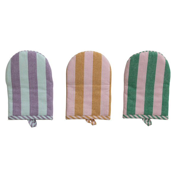 Woven Striped Oven Mitt