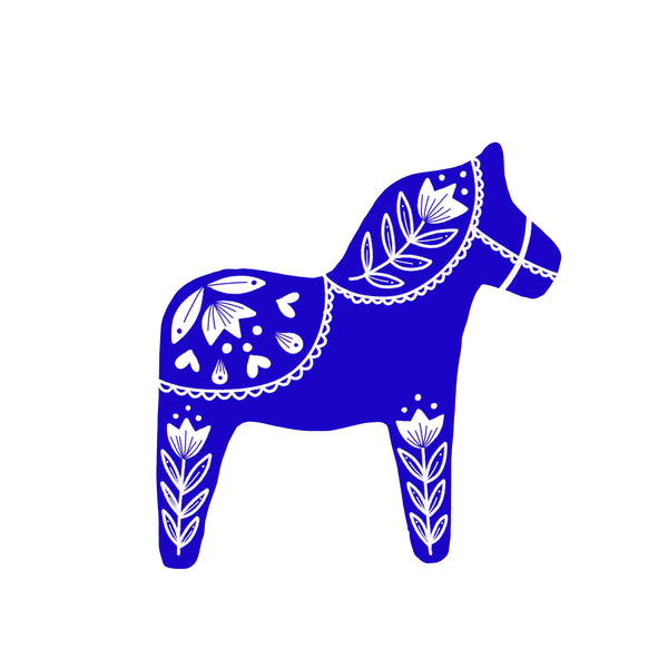 Swedish Dala Horse Sticker - Blue