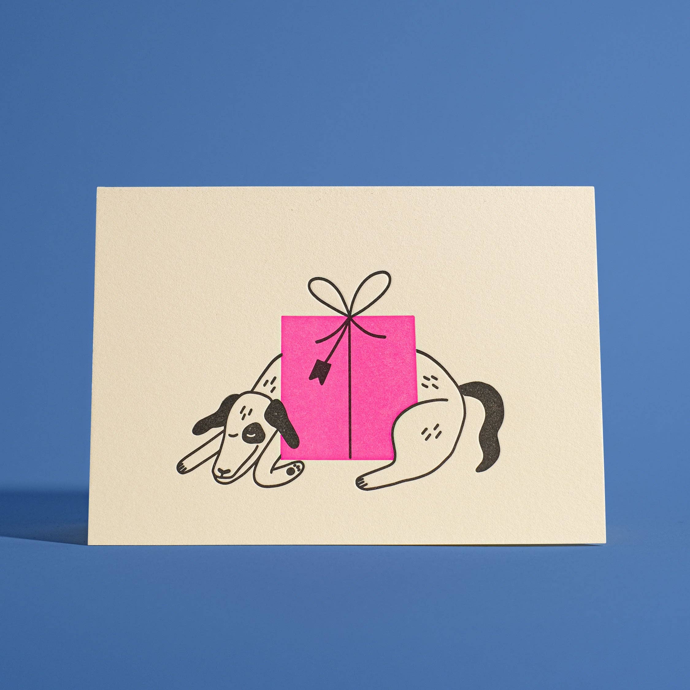 Dog with Present Birthday Card