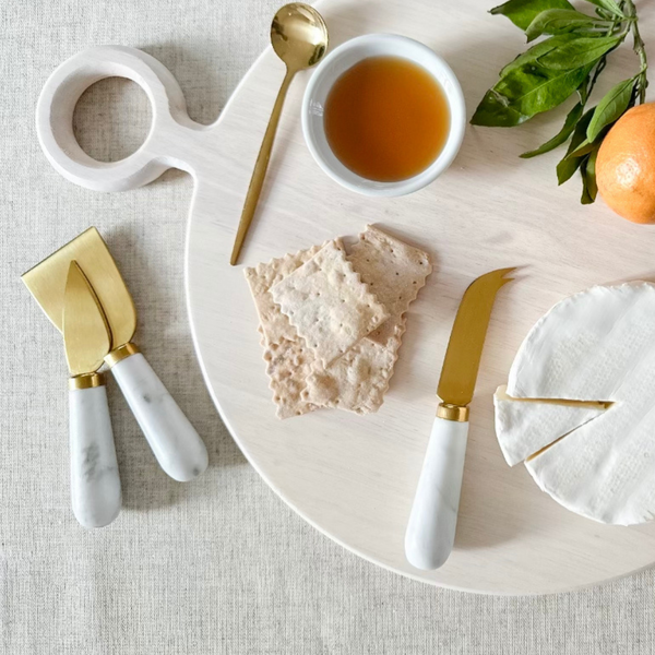 White Marble Cheese Knife Gift Set