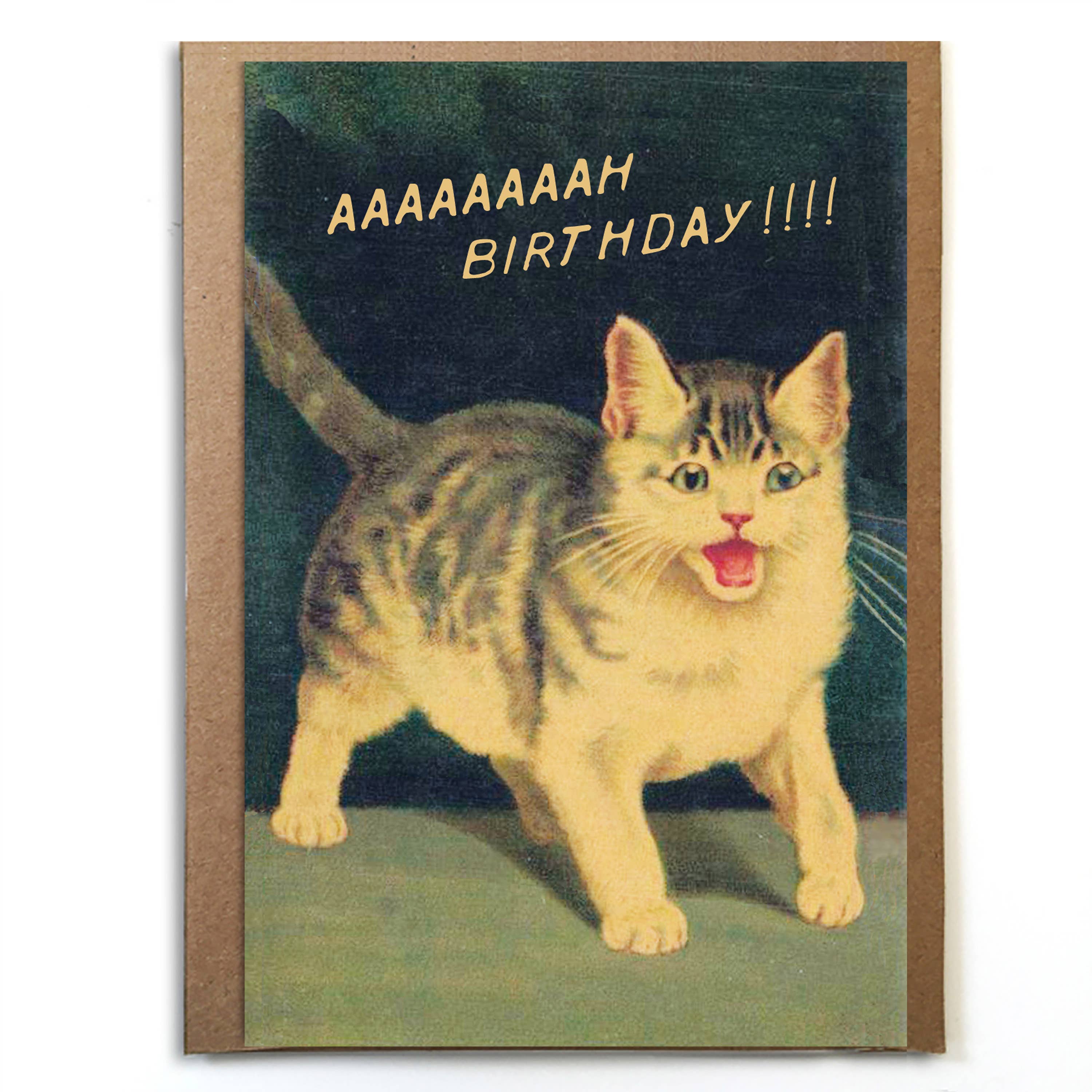Aaaaaaaaah! Cat Birthday Card - DIGS