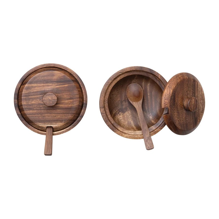Acacia Wood Lidded Bowl with Spoon - DIGS