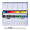 Watercolor Half Pans Tin – 24 Colors & Water Brush